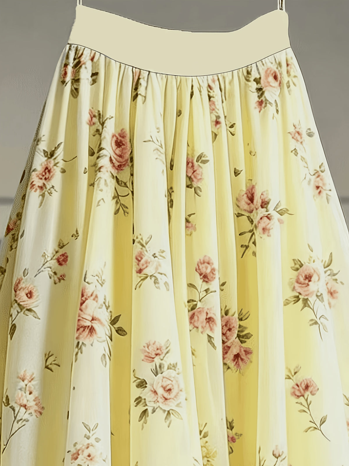 Women'S Spring Summer New Elegant Floral Print Mesh Half Skirt, Suitable for Parties, Vacations, And Dates - 【Light Yellow】
