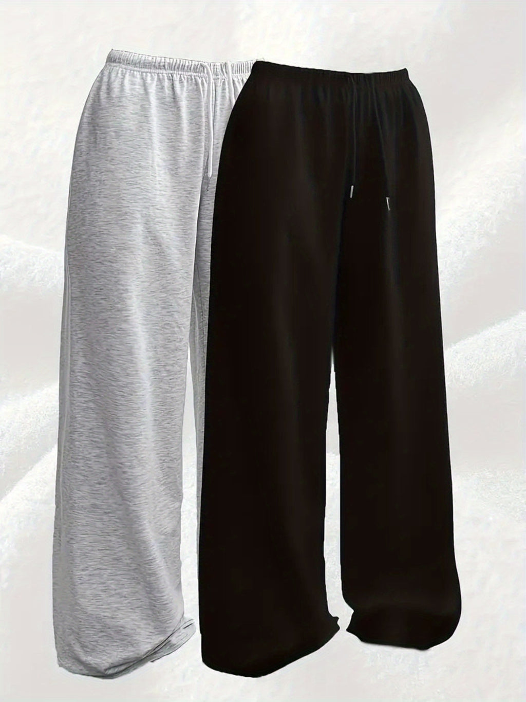 2pcs Set of European and American Women's Fashion Versatile Casual Sports Pants - Black And Grey