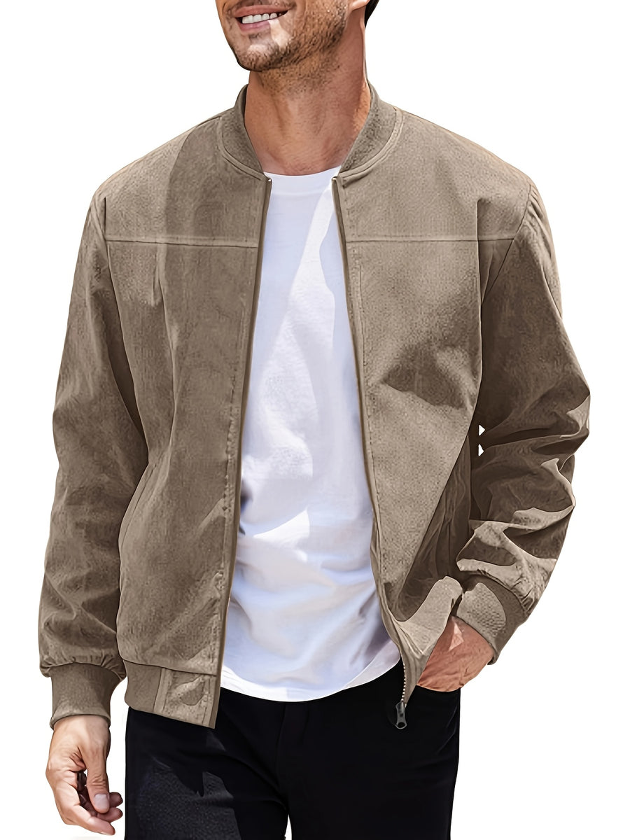 Multi-color Suede Jacket for Spring and Autumn - Khaki