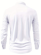 2pcs Set of Seamless Pressure Adhesive High-Elasticity Non-Iron Men'S Dress Shirt Long Sleeve Business Casual Formal Top, Material 88% Polyester 12% Spandex, Fabric Weight 160G, Casual - Black+White