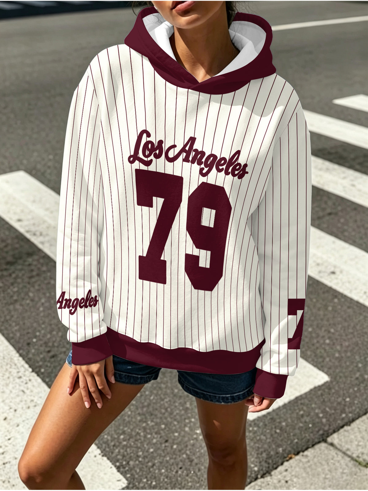 [Printed Design – Not Textured] Women's Comfortable Trendy Casual Fashion Hooded Sweatshirt, Soft Casual Long-Sleeve Top, Suitable for Autumn and Winter Seasons - Mixed colors
