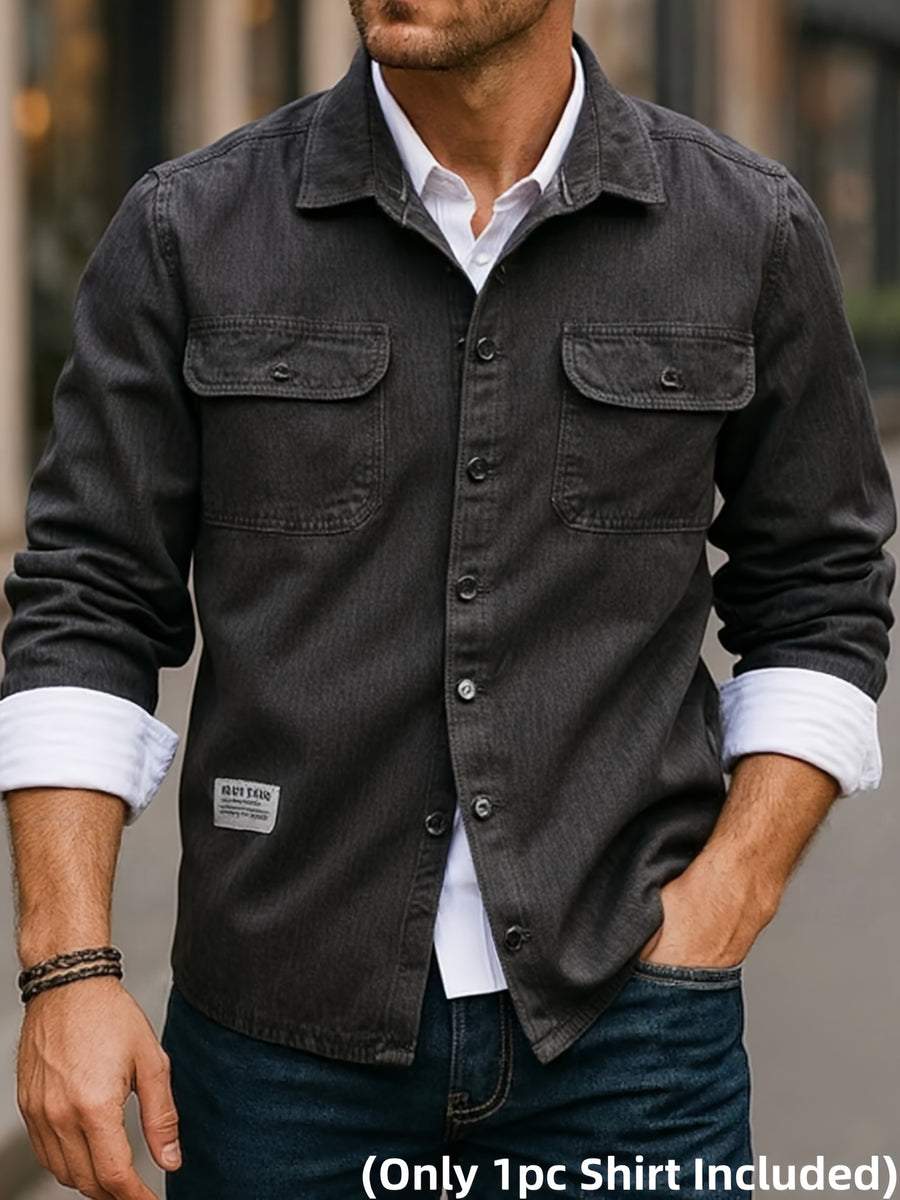 Men's Vintage Spring Denim Shirt, New Arrival Casual Loose-Fit Versatile Long-Sleeve Denim Top - N861-3
