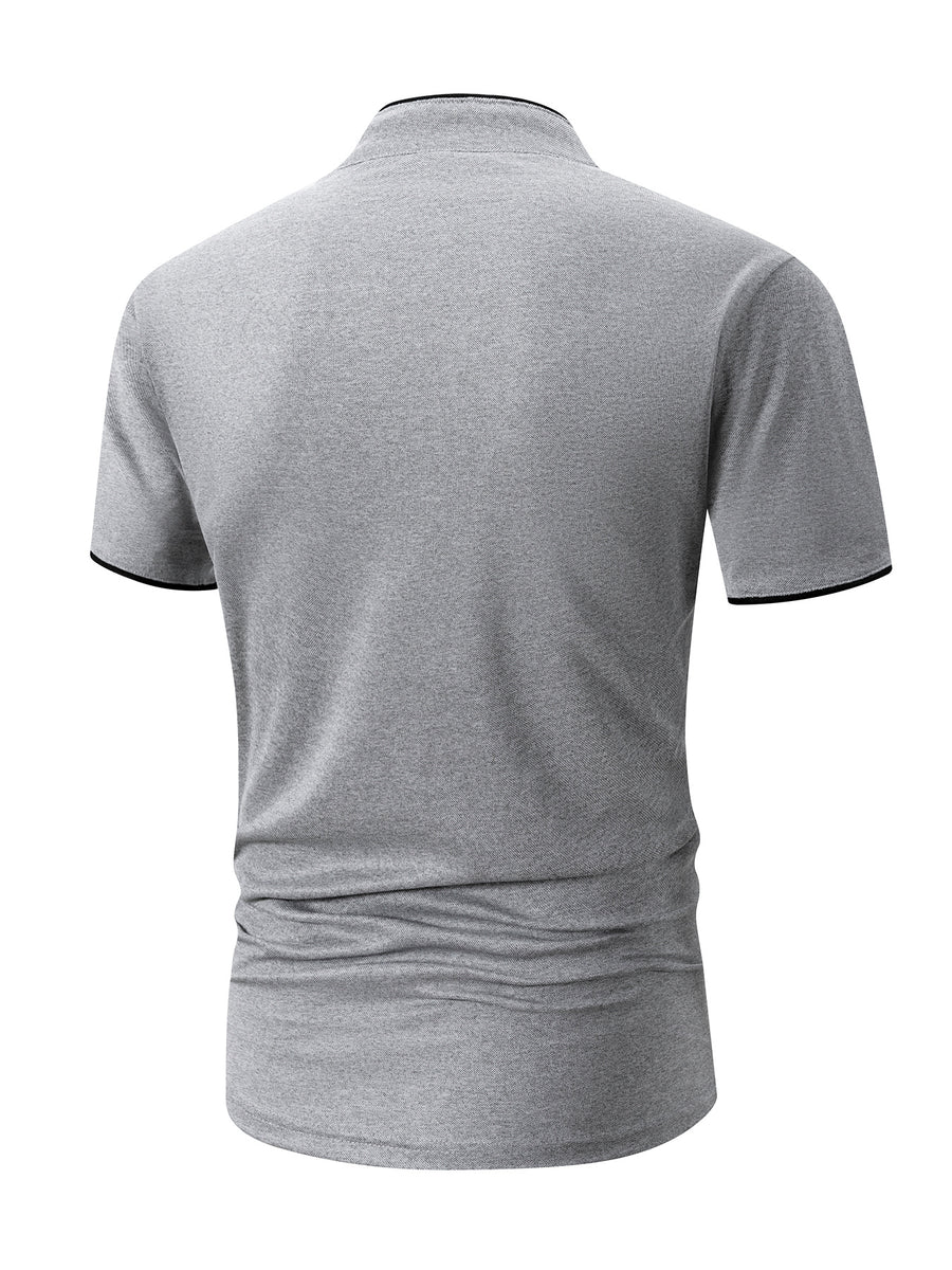 2-Pc Men'S Summer Short-Sleeve Polo Shirts, Multi-Pc T-Shirts Knit Breathable Quick-Dry, Solid Color Regular Fit Anti-Pilling, Polo Collar with Buttons, Outdoor Sports Golf - Black+Light Grey