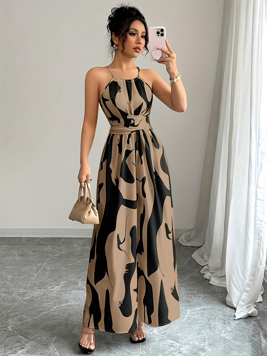 Elegant Off the Shoulder Ladies' Dress | Asymmetric Color Block, Twist Pattern, Hollow Waist Design, Fit and Flare Style - Mixed colors