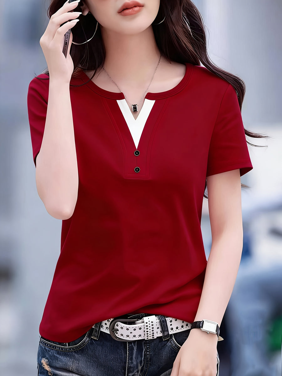Ladies Casual Fashion Two-Piece Top - Red