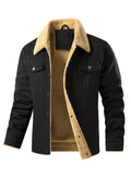 Men'S Solid Color Commuter Outdoor Fleece Jacket - Black