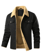 Men'S Solid Color Commuter Outdoor Fleece Jacket - Black