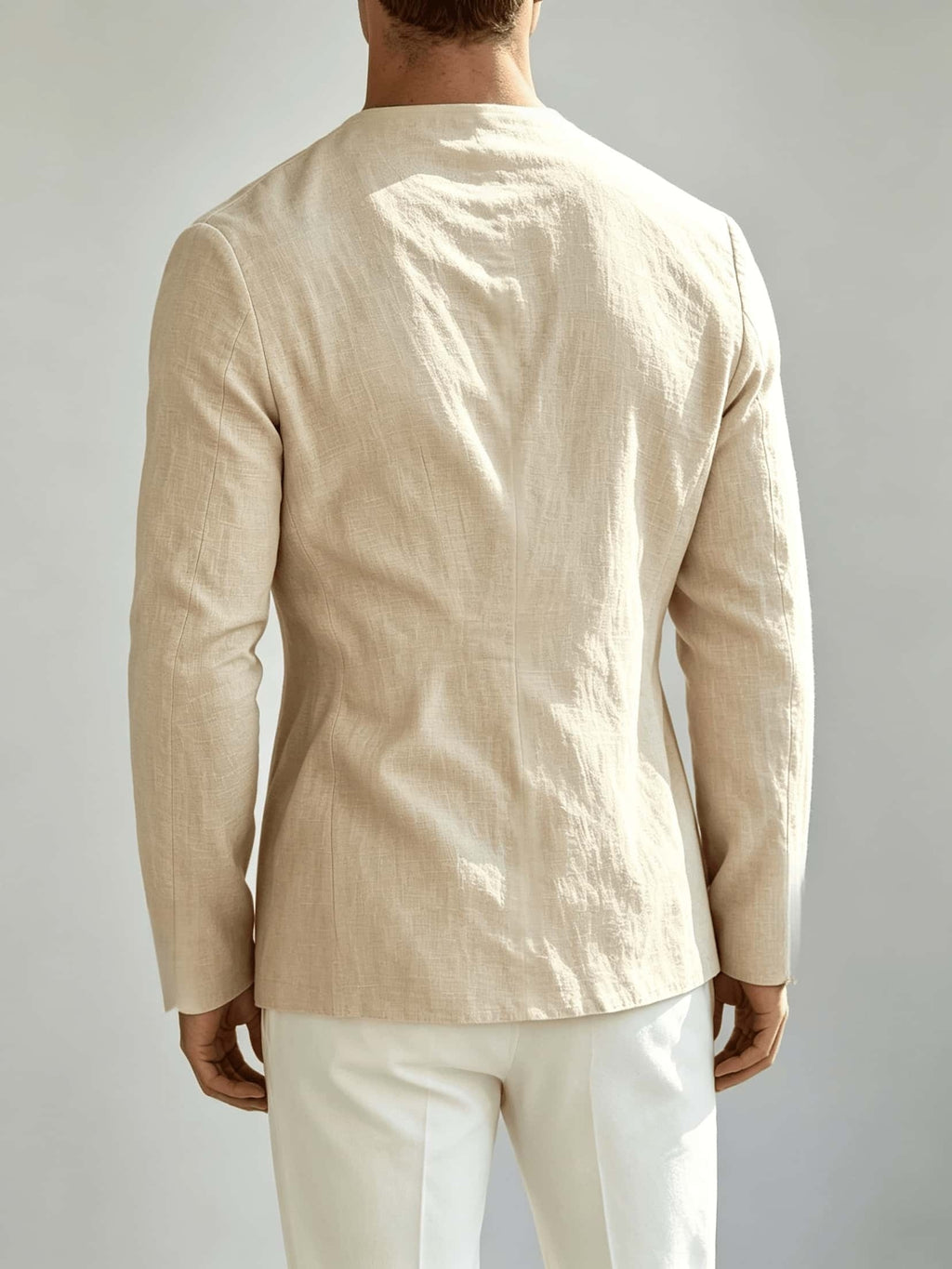 Men's V-neck Long Sleeve Shirt, New Early Autumn Solid Color Casual Top, Comfortable and Breathable, Easy to Care for, Suitable for Daily Commuting, Versatile Street Fashion Long Sleeve V-neck Shirt - Khaki