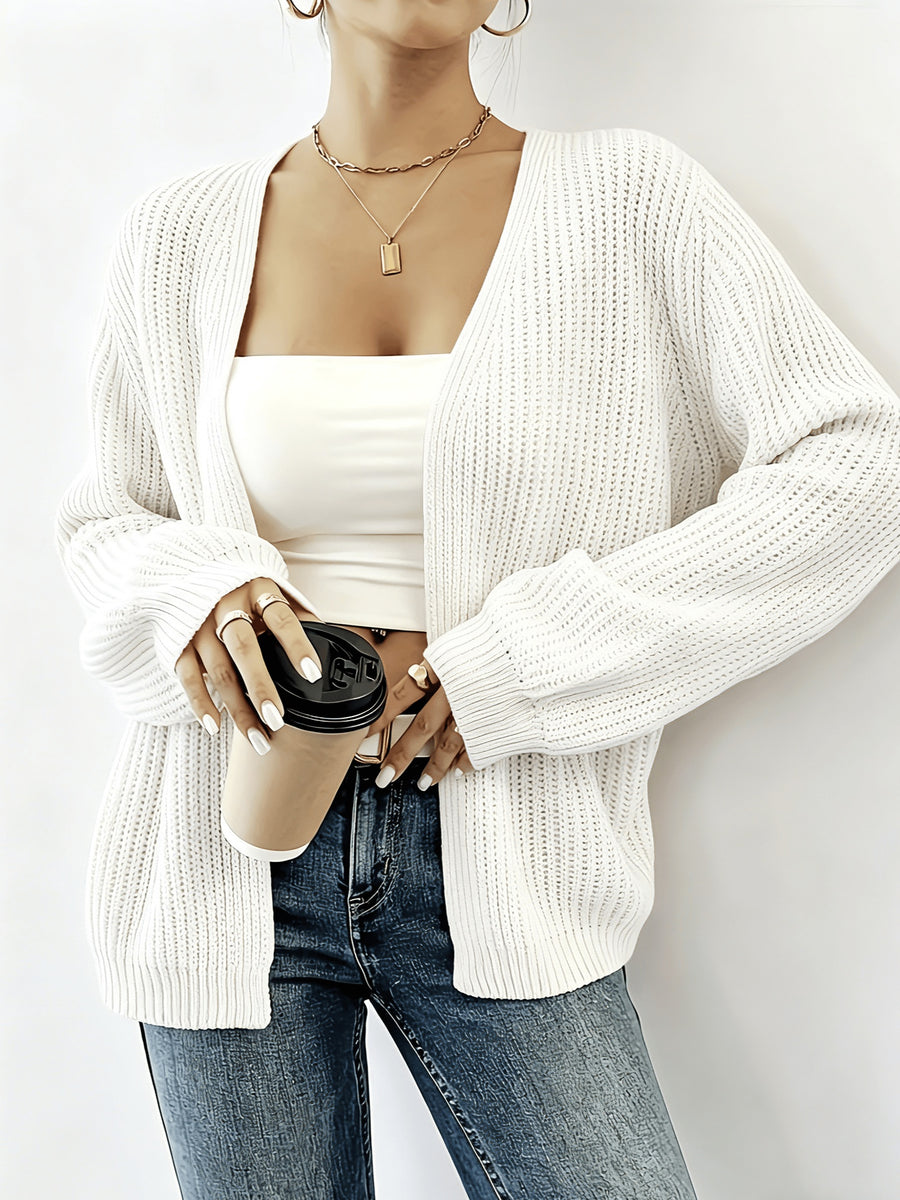 Women'S Comfortable And Good-Looking Long V-Neck Cardigan/Clear Texture Sweater/Very Suitable for Women/Spring Autumn Winter Style Sweater Essential for Women This Is a Set of Fashionable And Comfortable Women'S Clothing with Loose Fit And Lantern S - White