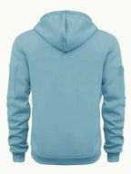 Men'S Basic NY Uppercase Letter Print Cargo Hooded Zipper Cardigan Casual Jacket - Light Blue