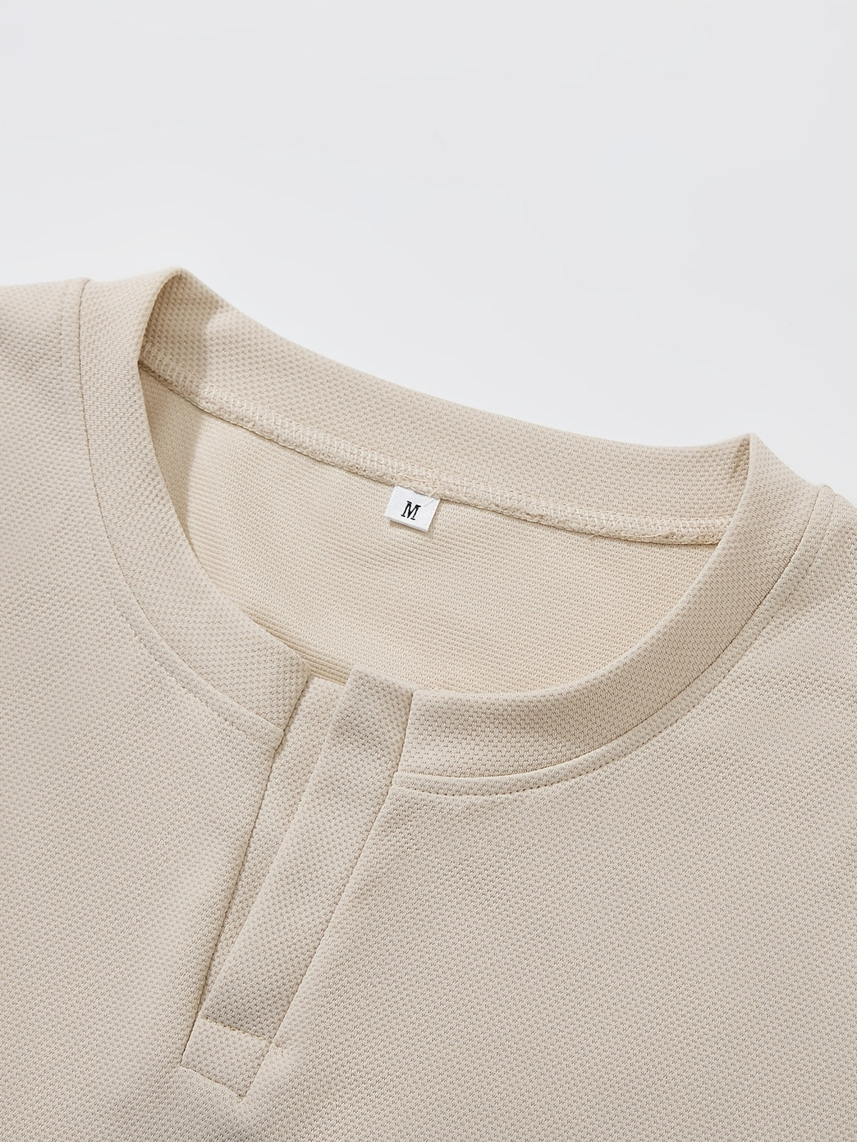 Men'S Casual V-Neck Plaid Apricot Long-Sleeve T-Shirt, Suitable for Everyday Outdoor Wear, Running, Fitness, Fishing, And As a Gift, Knit - Apricot