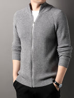 Autumn New Men'S, Solid Color Knit Cardigan, Zipper Style Trendy Comfortable, Outdoor Leisure All-Match - Grey