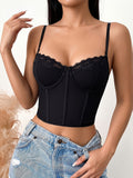 Wedding Season Standard Code Women'S Clothing Lace Trim Boned Waist-Cinching Corset Spicy Style And Chest Lifting Gathering And Shaping Daily Inner Wear Nightclub Party - Black