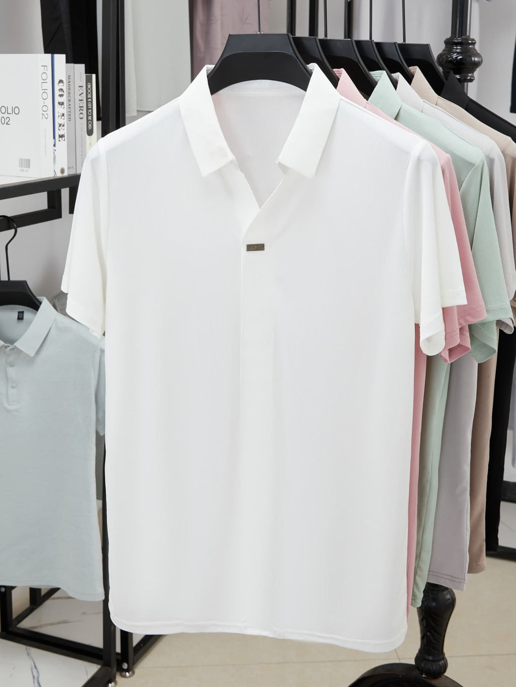 Men'S Luxury Notch Collar Polo Shirt, Thin Cool Wrinkle-Free Quick Dry Short Sleeve, Father'S Day Gift for Fishing Men'S Clothing - White