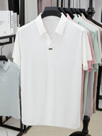 Men'S Luxury Notch Collar Polo Shirt, Thin Cool Wrinkle-Free Quick Dry Short Sleeve, Father'S Day Gift for Fishing Men'S Clothing - White