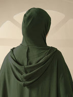 Women's Solid Color Loose Fit Muslim Batwing Sleeve Fringe Drawstring Hooded Hoodie for Daily Wear Islamic Clothing Prayer Abaya Gown - Olive Green