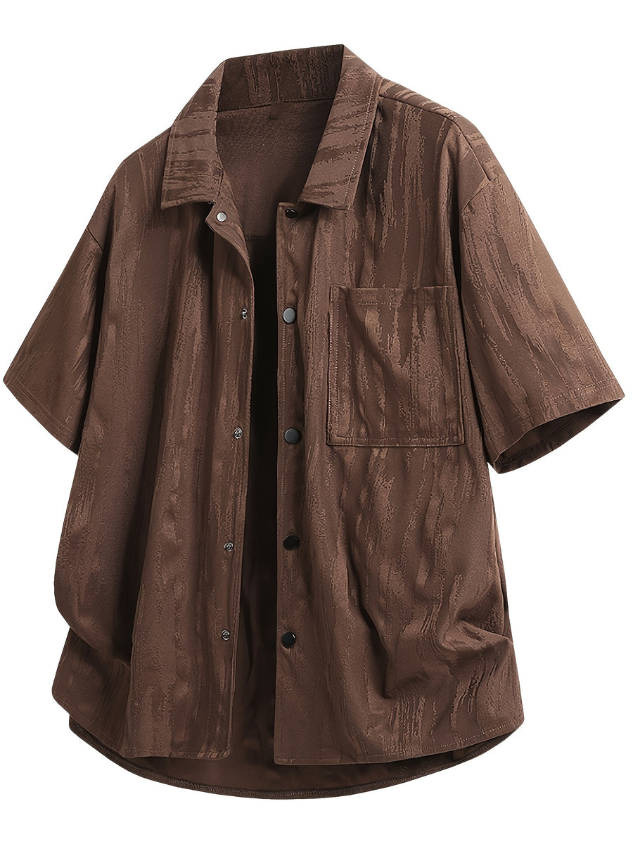 Men's Vintage Lapel Short-Sleeve Shirt, New Summer Trendy Loose Fit Casual Versatile Top Jacket - Rust