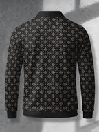 Men's Novelty Fashion Long-Sleeve Top with Fine Starburst Vintage Print, Three-Button Polo Shirt with Access Control Design, Punk Street Style Lapel Top for Daily Commuting and Outings, Surprise Birthday and Holiday Gift for Men - Mixed Color B