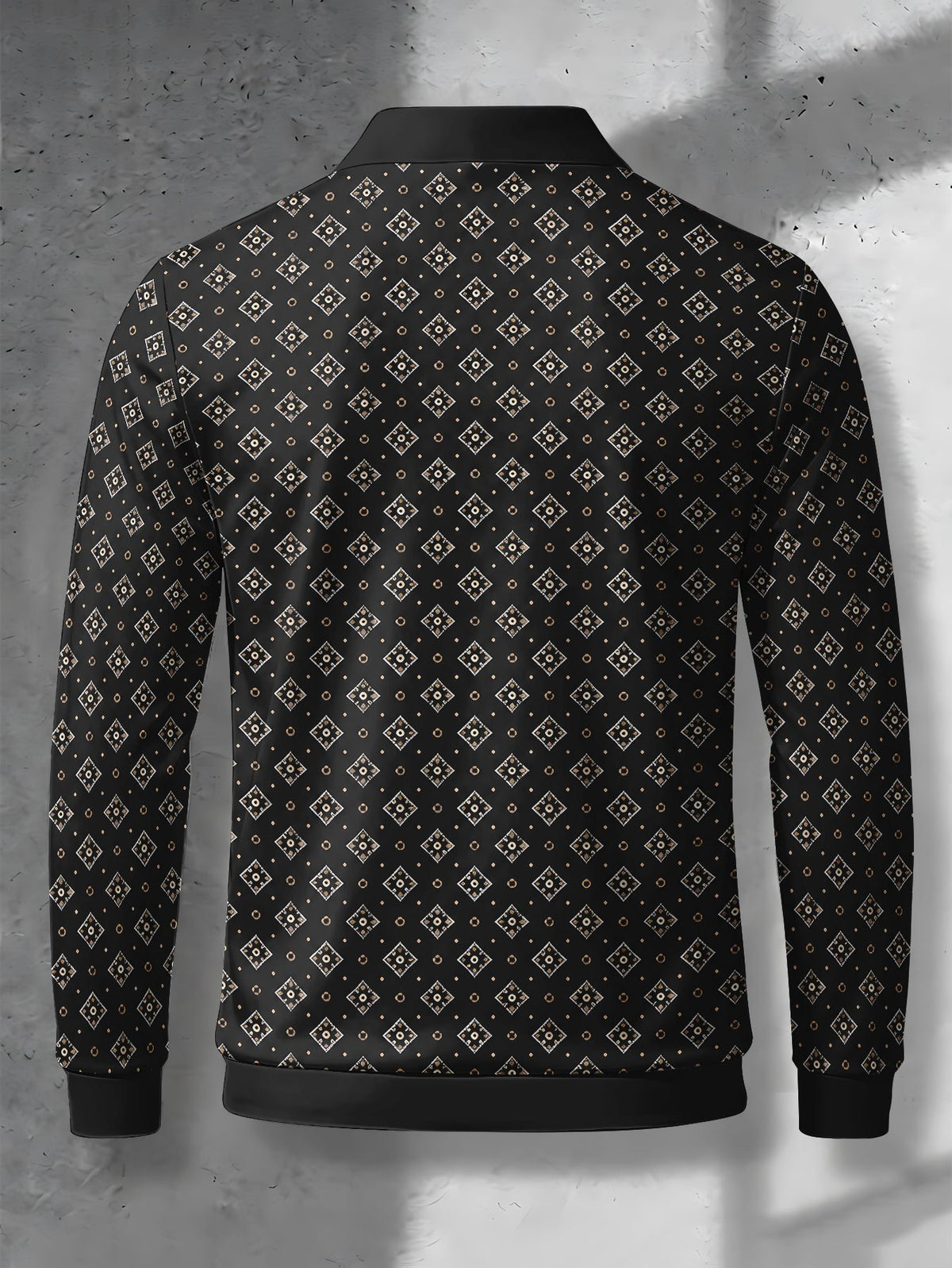 Men's Novelty Fashion Long-Sleeve Top with Fine Starburst Vintage Print, Three-Button Polo Shirt with Access Control Design, Punk Street Style Lapel Top for Daily Commuting and Outings, Surprise Birthday and Holiday Gift for Men - Mixed Color B