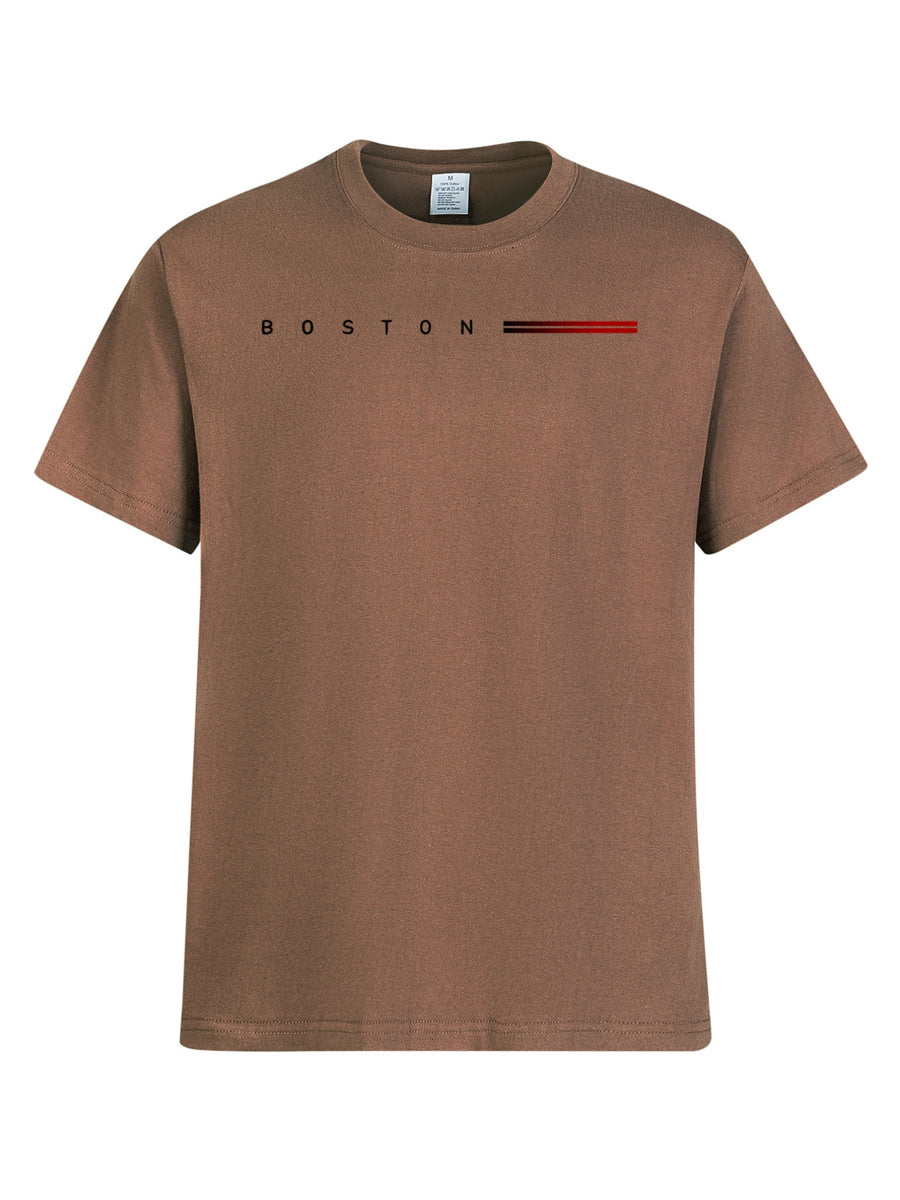 Heavyweight Men's 100% Pure Cotton Crew Neck Printed T-Shirt, a Stylish and Versatile High-Quality Top, an Essential for Daily Wear, Street Jogging, and Other Casual Outfits - Coffee Color