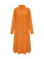 Fashion Women's Shirt Dress, Dress - Orange
