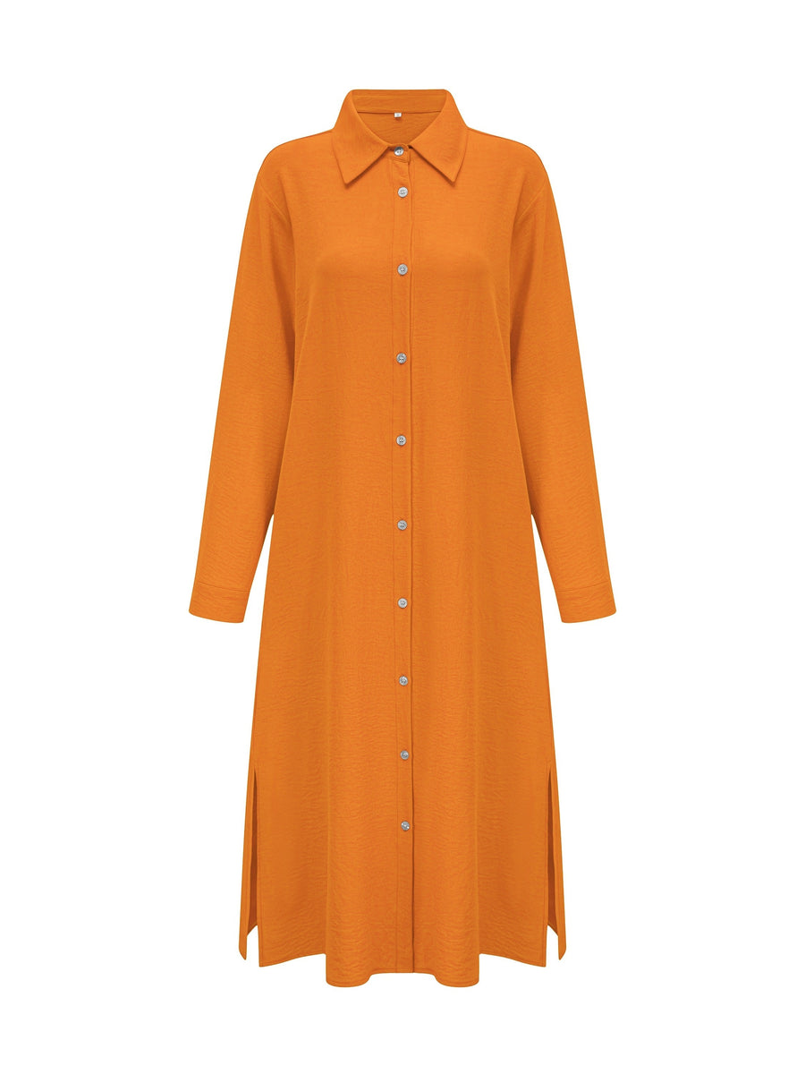 Fashion Women's Shirt Dress, Dress - Orange