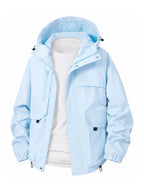 Men'S Lightweight Hooded Softshell Jacket - a Classic, Rugged, And Casual Full-Zip Coat with Multiple Pockets. Suitable for Hiking, Camping, Travel, And Daily Commuting; Ideal for Spring, Summer, And Autumn Wear. A Great Gift Choice for Men - Light Blue