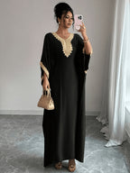 Middle East, High Quality Embroidery, Temperament Elegant Robe, Loose Dress - Black