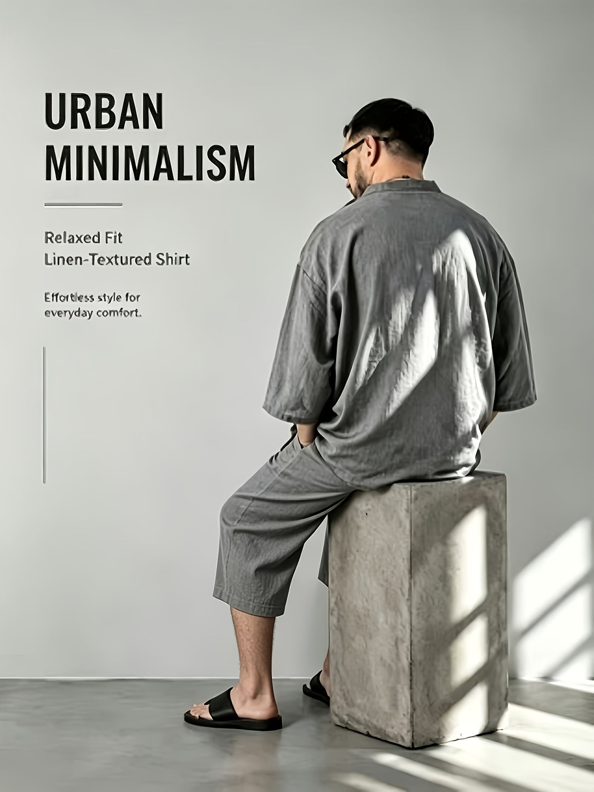 2pcs/Men'S Casual Shirts, New Linen V-Neck Casual Pullover Shirts for Daily Casual Wear, Solid Color 3/4 Sleeve Design, Suitable for Spring, Summer, And Autumn, Quick-Dry Non-Stretch Fabric, Loose Fit, Perfect Gift! - Grey