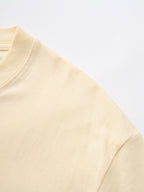Men's Print Pure Cotton T-Shirt, Summer Fashion Vintage Trendy Casual Breathable Everyday Versatile Crew Neck Short Sleeve Top - Apricot