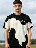 Digital Print - Men'S New Short Sleeve T-Shirt, Casual Tee with Geometric Pattern And Striped Design, "Chicago" Word Pattern, Flowing Fashion Top, All-Season Wear, Breathable Regular Fit for Casual And Formal Outfits - Round Neck Casual Shirt - Mixed colors