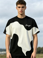 Digital Print - Men'S New Short Sleeve T-Shirt, Casual Tee with Geometric Pattern And Striped Design, "Chicago" Word Pattern, Flowing Fashion Top, All-Season Wear, Breathable Regular Fit for Casual And Formal Outfits - Round Neck Casual Shirt - Mixed colors