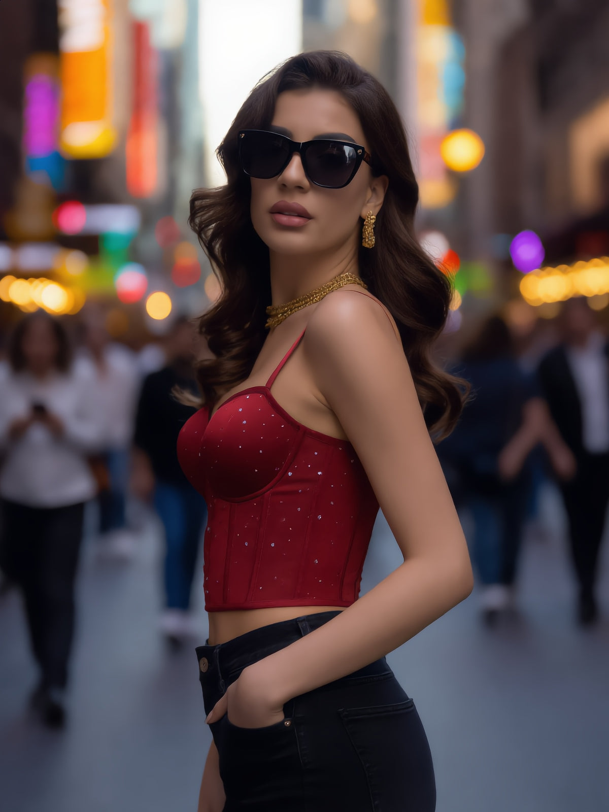 Cross Border Fashion Mesh Illuminated Patches from Europe And The United States Shimmer, Slim Fit, Sexy, High-End Camisole, Small Vest, Women'S Top, Base Layer - Burgundy