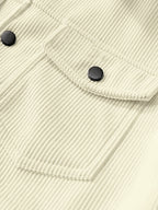 Meixishao OBM Autumn/Winter Solid Color with Random Print, Simple Encounter with Avant-Garde Cross-Border Fashion Jacket, Vintage Style Lapel Men's Corduroy Workwear Jacket Winter Clothes for Men - Milky White