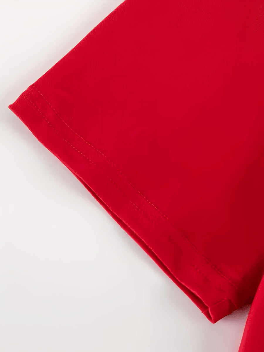Women'S Blended T-Shirt – Classic Fit, Soft And Breathable, Casual Wear, Timeless Round Neck Design, Versatile for Various Outfits, Stretchy And Comfortable, Machine Washable - Red