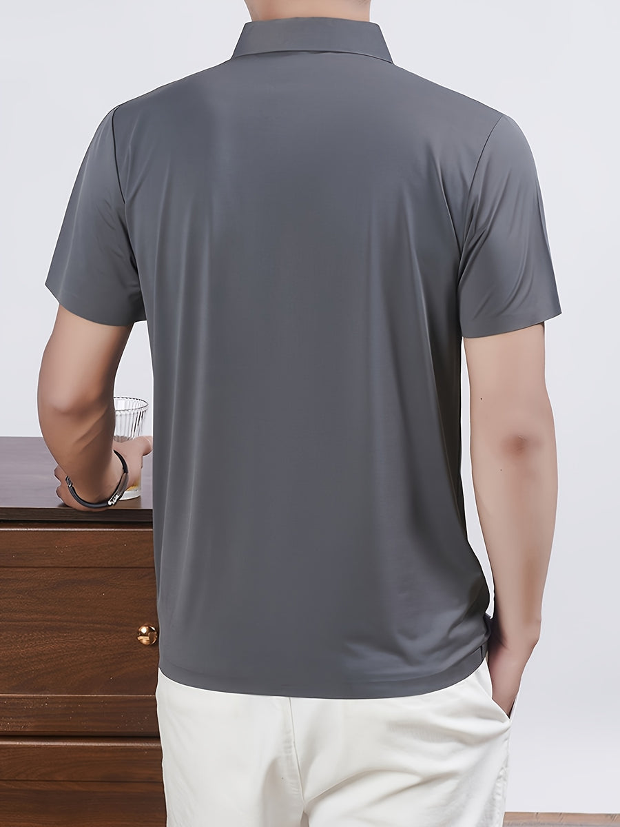 New Men's Seamless Short-Sleeve Shirt, Suitable for Business Casual Wear, Ideal for Both Work and Formal Occasions, Casual and Comfortable Style - Grey