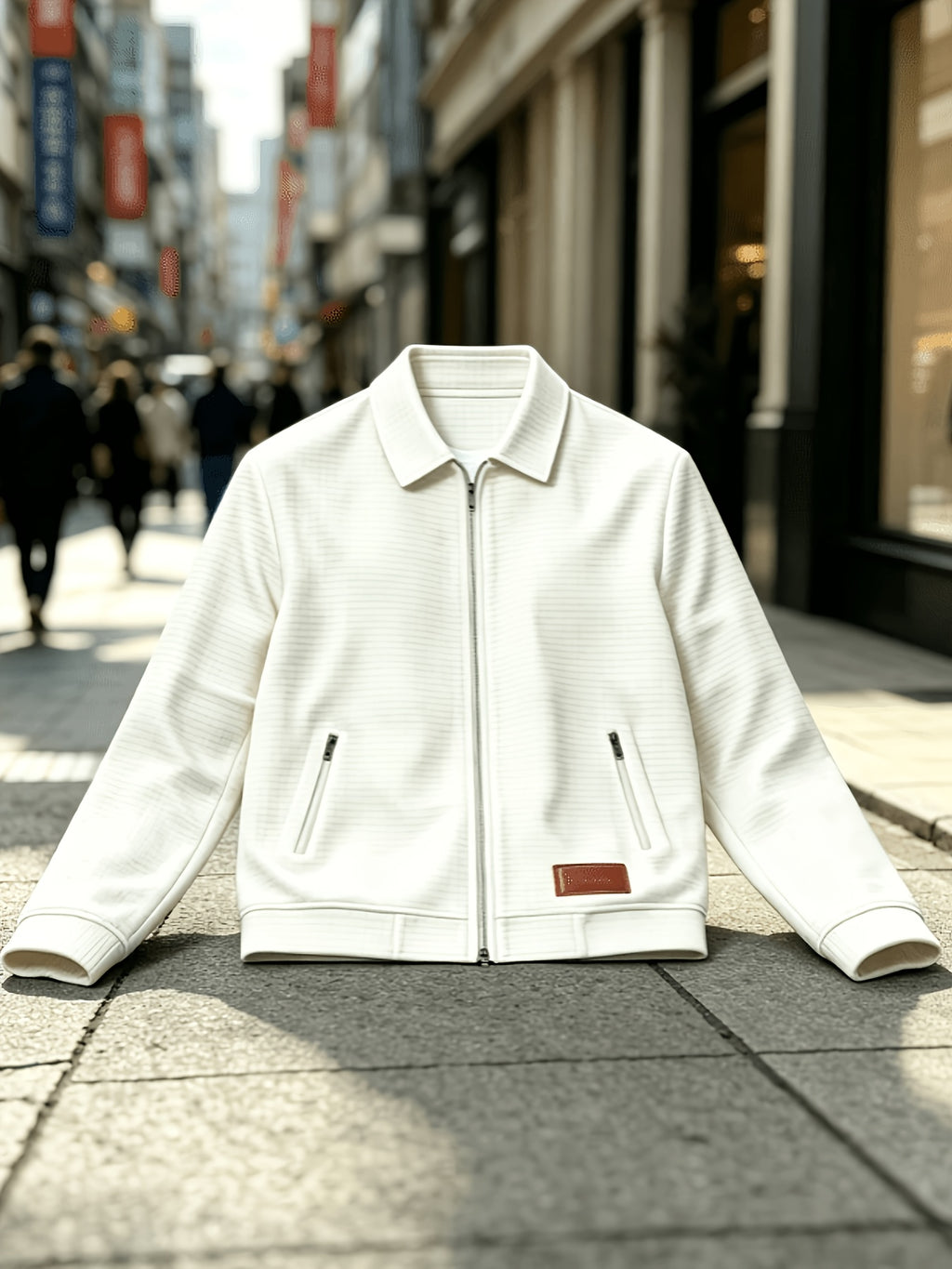Men'S Fashion Waffle Collar Long Sleeve Open Front Cardigan Sweater Jacket - White