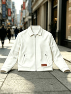 Men'S Fashion Waffle Collar Long Sleeve Open Front Cardigan Sweater Jacket - White