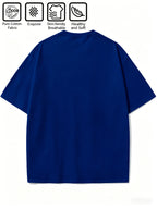 Cartoon Pattern Print T-Shirt, Round Neck Design, Pure Short Sleeve Street Casual Wear. Easy And Comfortable, Versatile Summer Short Sleeve T-Shirt, Suitable for Men'S Outdoor Activities, Gym Studio, Office Daily Wear - Royal Blue