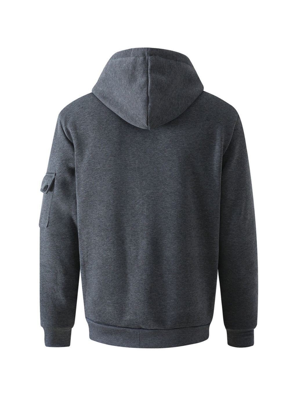 Men'S Basic NY Uppercase Letter Print Cargo Hooded Zipper Cardigan Casual Jacket - Dark Gray