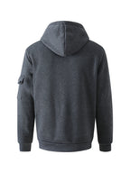 Men'S Basic NY Uppercase Letter Print Cargo Hooded Zipper Cardigan Casual Jacket - Dark Gray