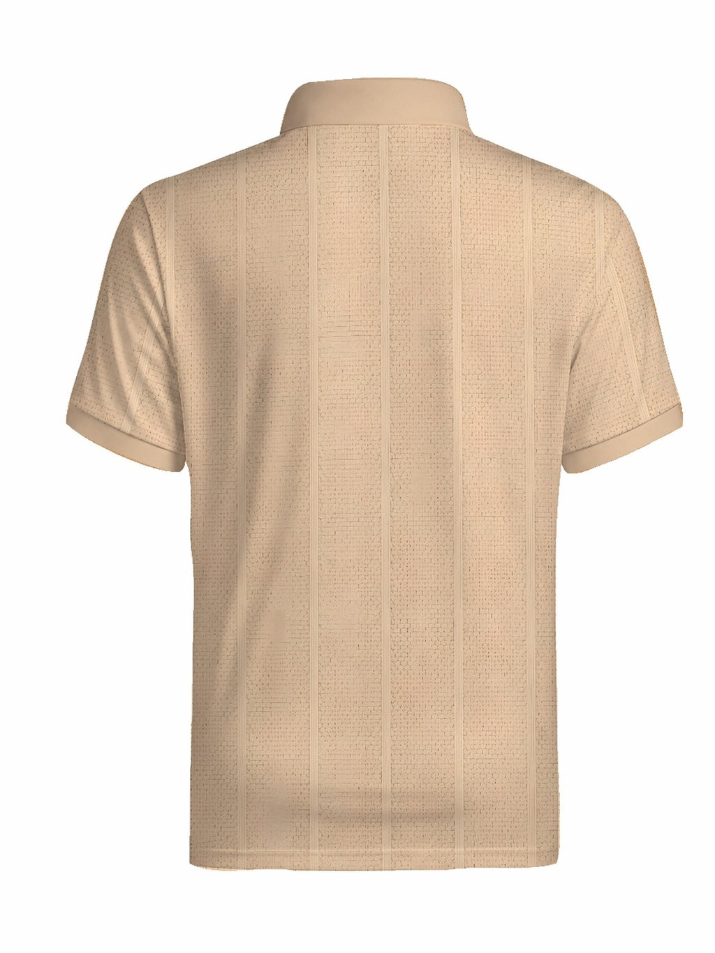 [Printed Design - Not Textured] Men'S Short Sleeve Zip Polo Shirt, Khaki Vertical Stripe Texture, Digital Print, Zip Placket Polo Collar, Polyester, Casual, for Daily Wear And Commuting, Summer - Mixed colors