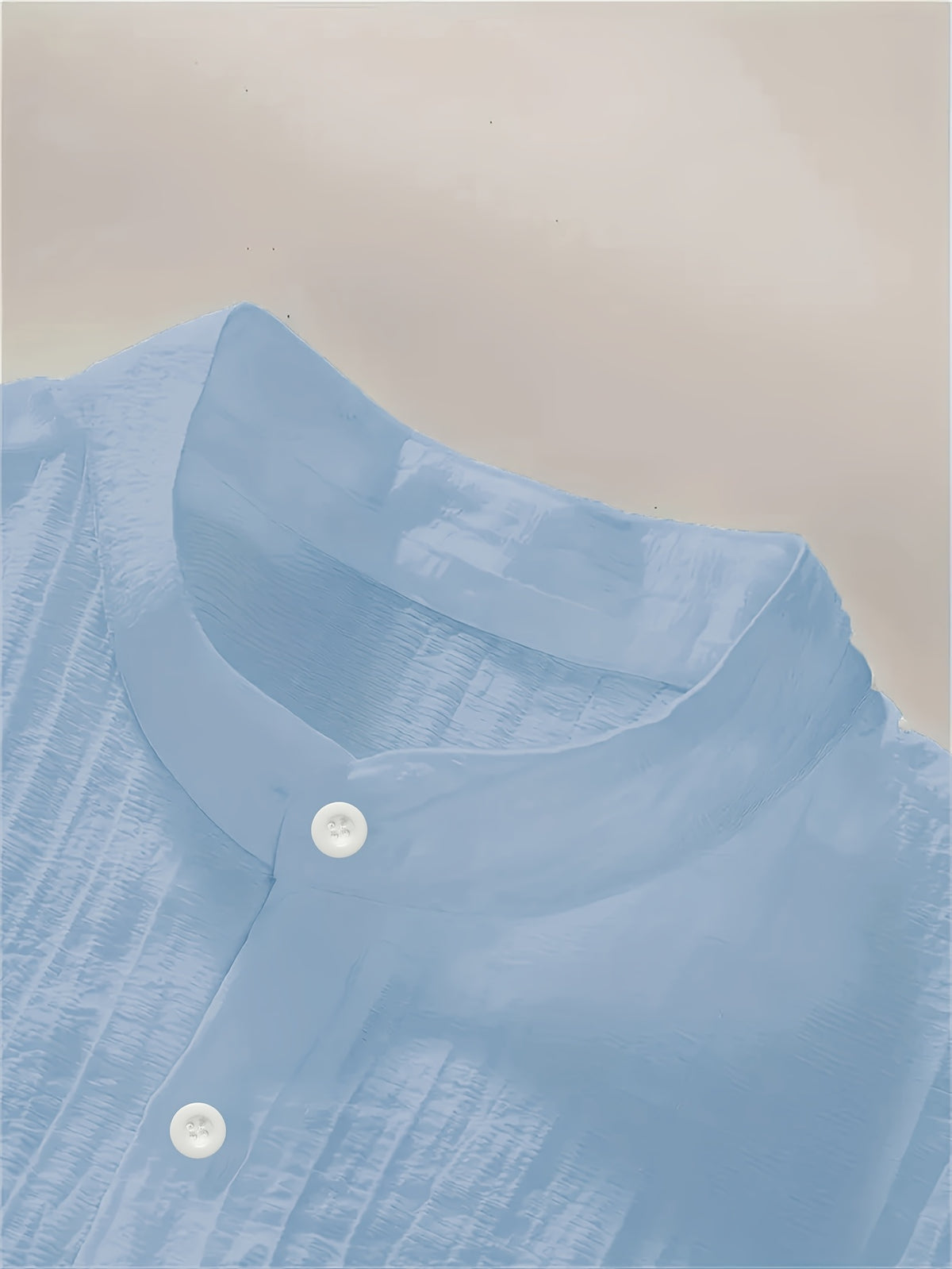 Pearson OBM Men's Summer Solid Color Semi-Transparent Short Sleeve Casual Stand Collar Shirt, Button-Up Fashion Versatile Shirt for Beach Vacation Pool Party - Sky Blue