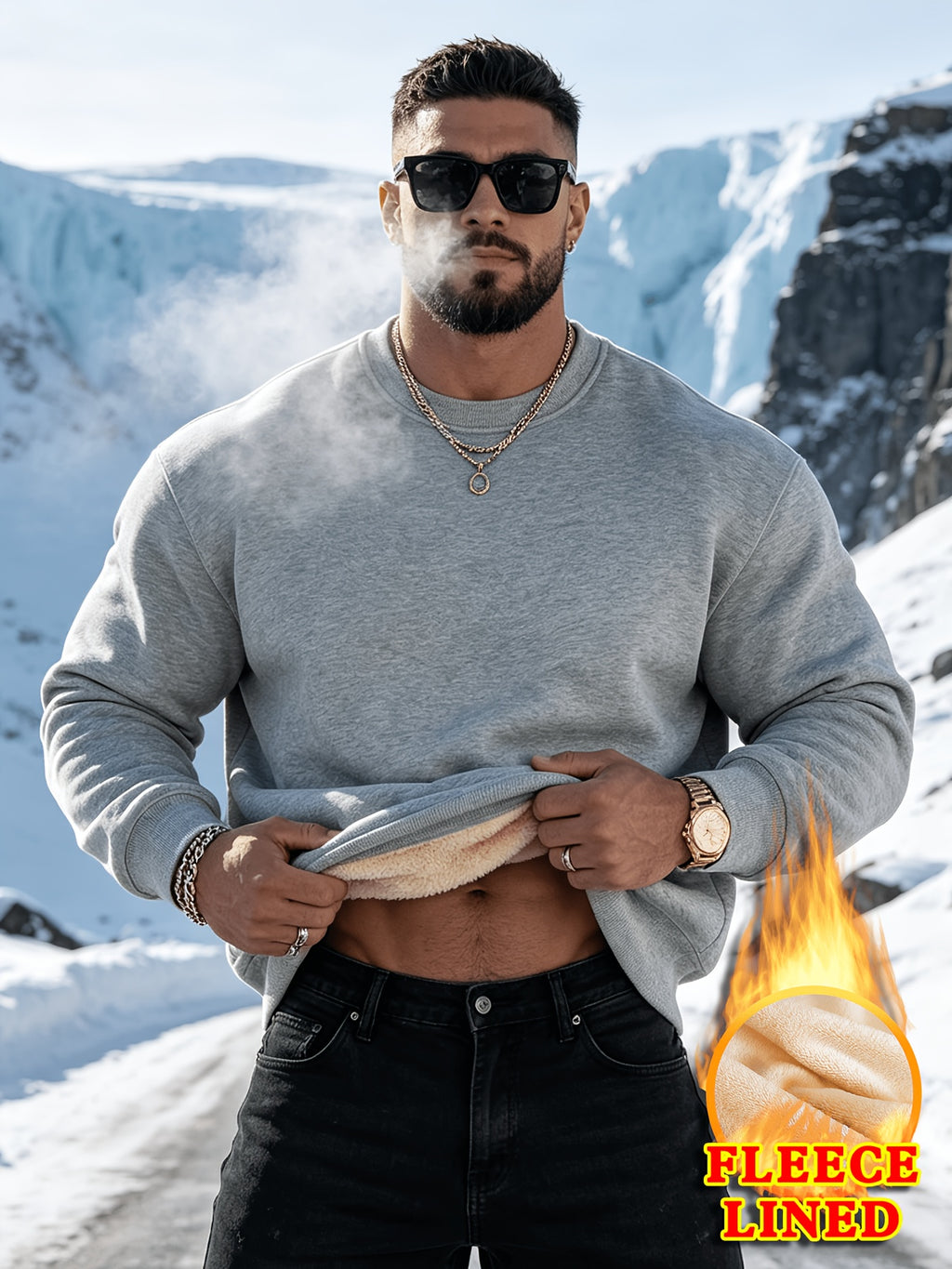 New Autumn/Winter Fashion Streetwear Style Men's Trendy Crew Neck Long Sleeve Top, Casual and Comfortable Loose-Fit Versatile Sweatshirt Jacket for Spring/Autumn - Light Grey
