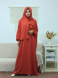 Middle Eastern Traditional Women's Elegant Arabic-style Scarf One-piece Dress, Solid Color Robe, Suitable for Islamic Holiday Attire During Ramadan/Eid Al-Fitr/Eid Al-Adha - Burgundy