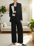 Elegant Tailored Suit Set, Suitable for Dates, Casual Wear, and Work Attire, Pants Suit - Black