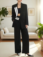Elegant Tailored Suit Set, Suitable for Dates, Casual Wear, and Work Attire, Pants Suit - Black