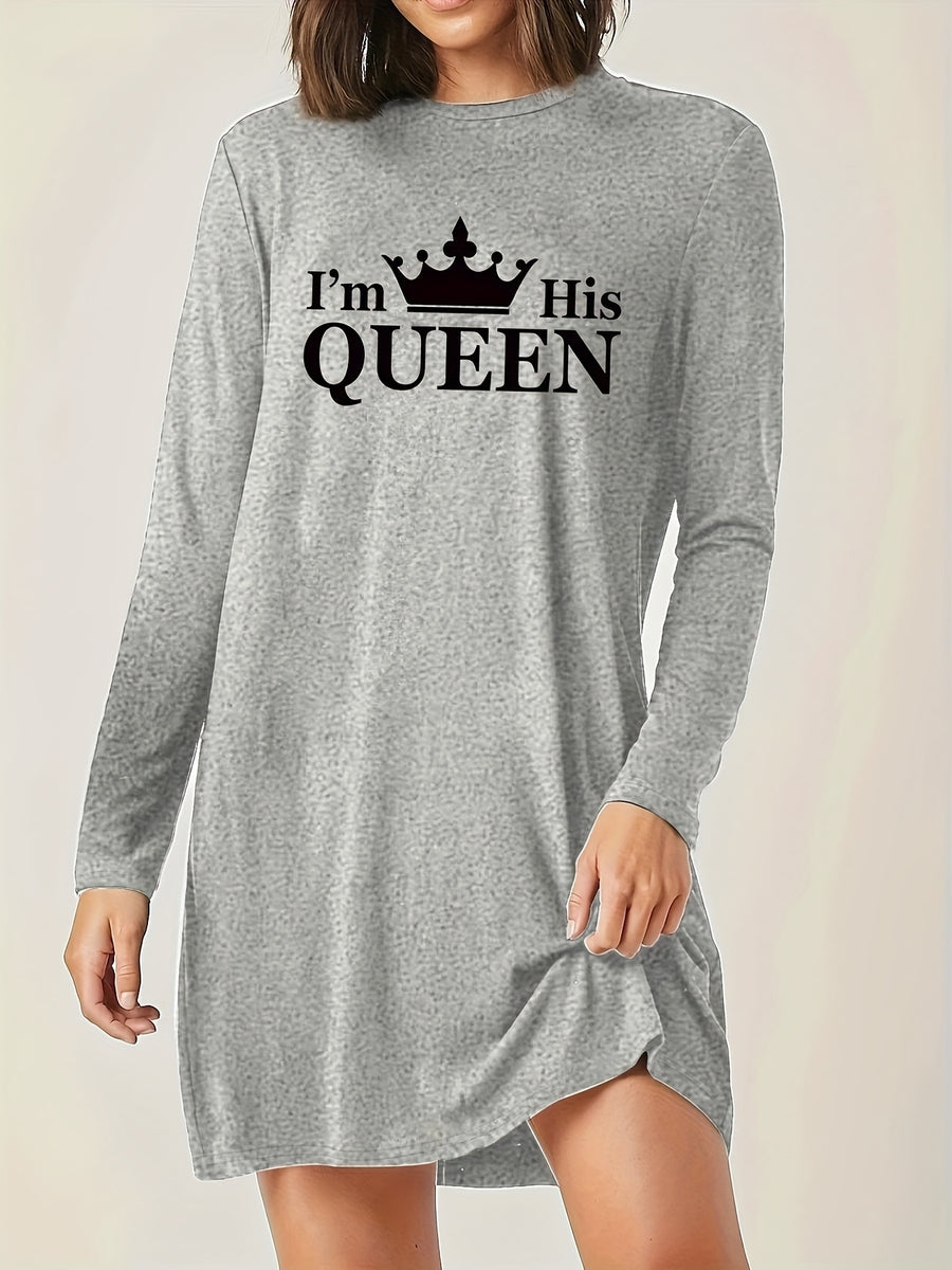 Trendy and fashionable long version of the fashionable casual top, long sleeves, Women's clothing with fashion trend print, spring and autumn style - Light Grey