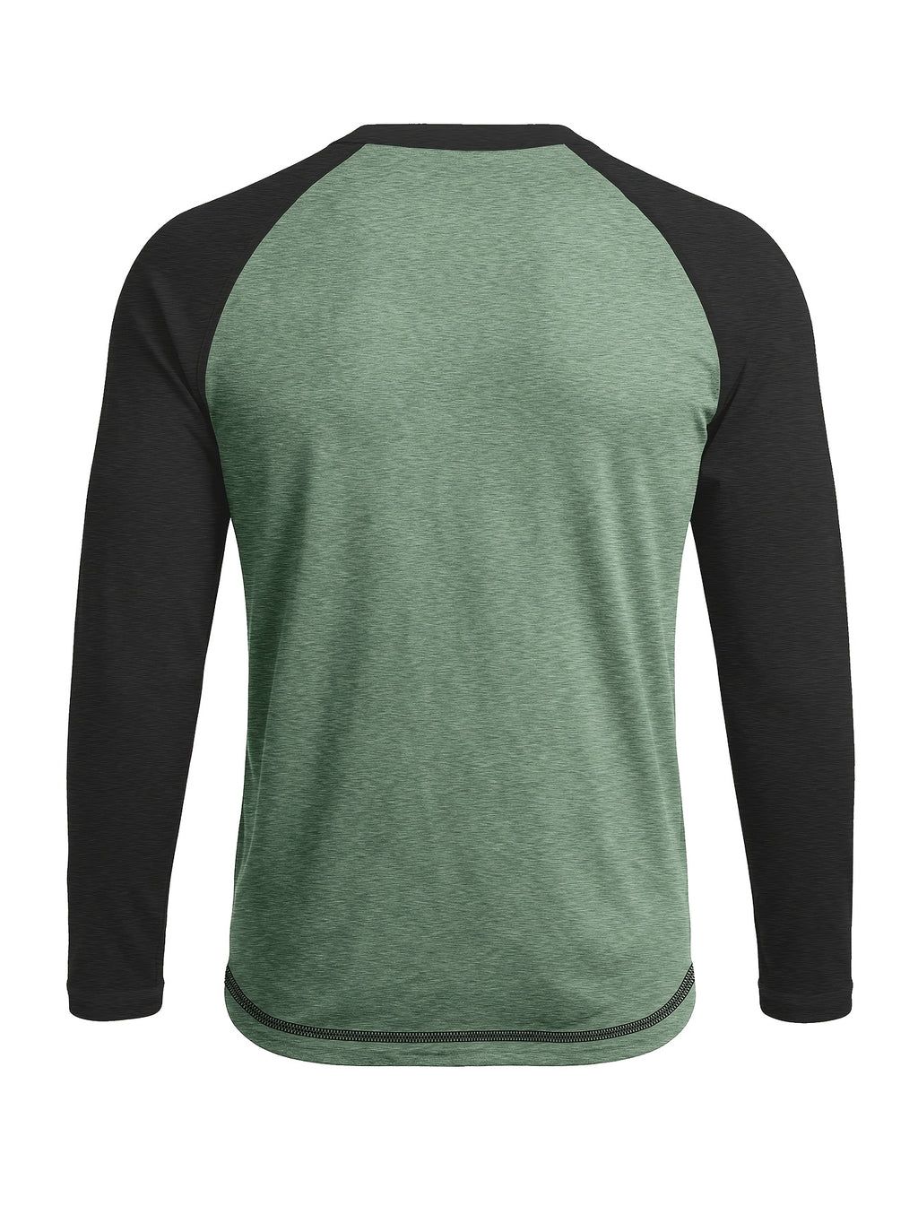 Cross-Border Men'S Long Sleeve Round Neck T-Shirt, Export European And American Men'S Clothing Color-Block Top Base Layer - Green With Black