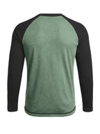 Cross-Border Men'S Long Sleeve Round Neck T-Shirt, Export European And American Men'S Clothing Color-Block Top Base Layer - Green With Black